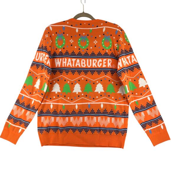 Whataburger Mens Size S Sweater Ugly Christmas Knit Lightweight Crewneck Orange - Picture 8 of 16